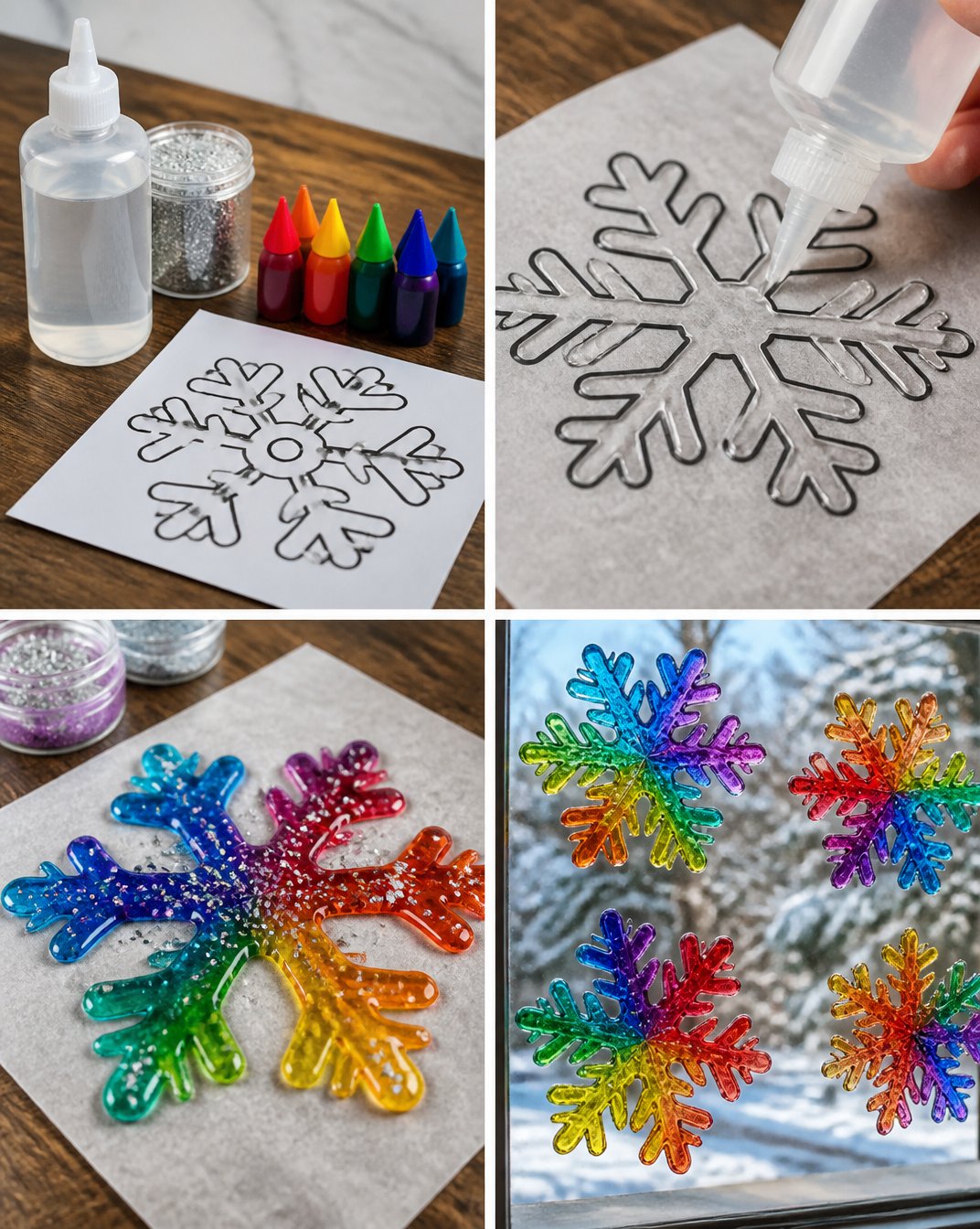 Rainbow Snowflake Window Clings