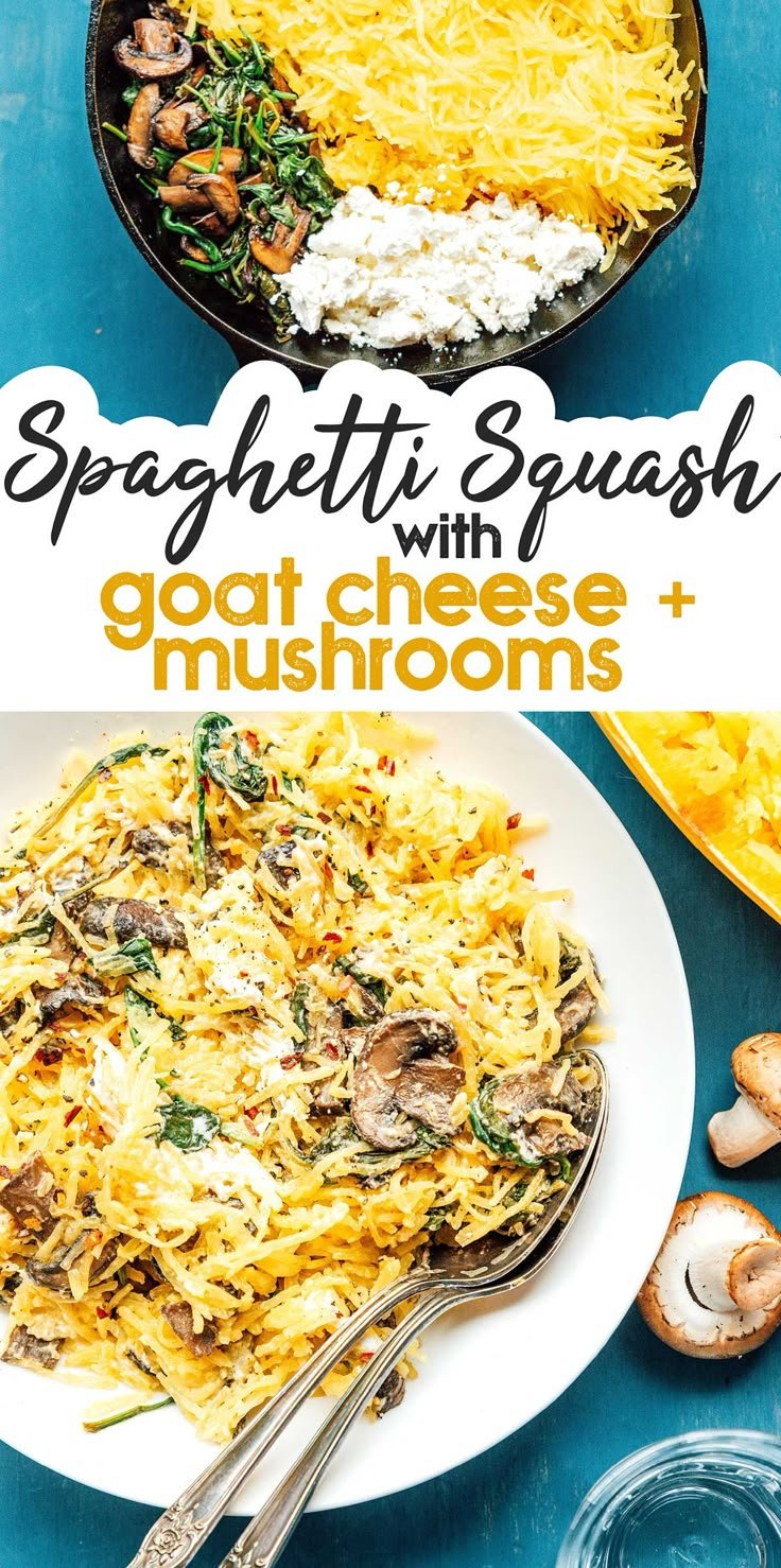 Spaghetti squash recipes with mushrooms | Spaghetti squash and mushroom recipes, Squash with goat cheese, Spaghetti squash recipes easy