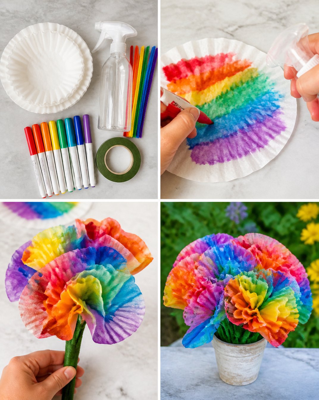 Rainbow Coffee Filter Garden Bouquet