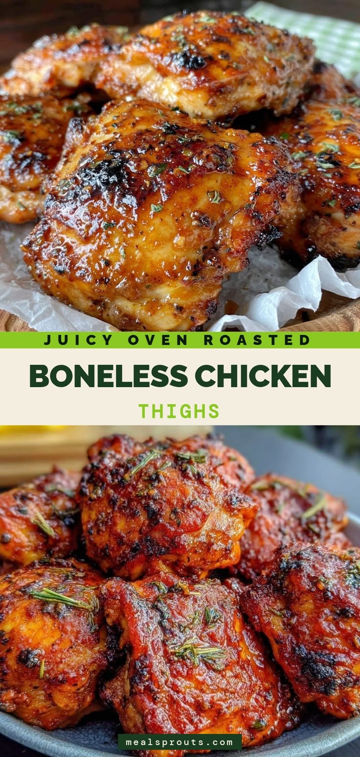 Juicy Oven Roasted Boneless Chicken Thighs