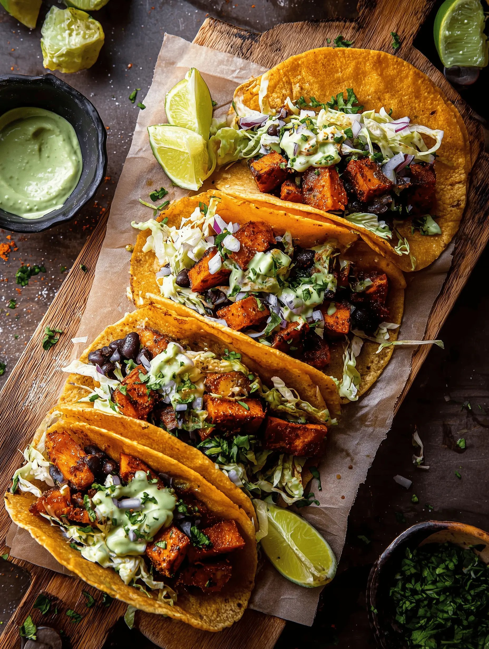 Sweet Potato Tacos with Creamy Avocado Sauce