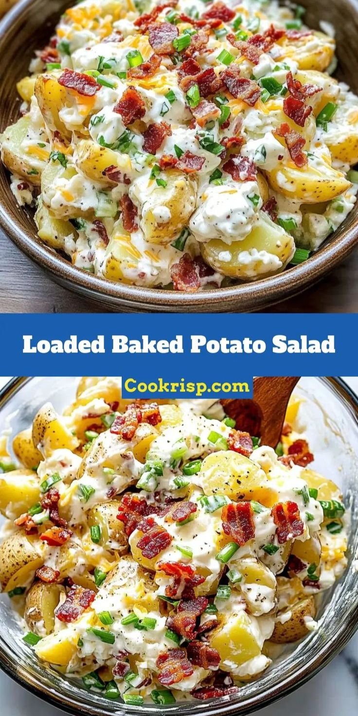 Baked potato side dish for potluck | What to serve with loaded potato salad, Baked potato salad with ranch dressing, How to make baked potato salad
