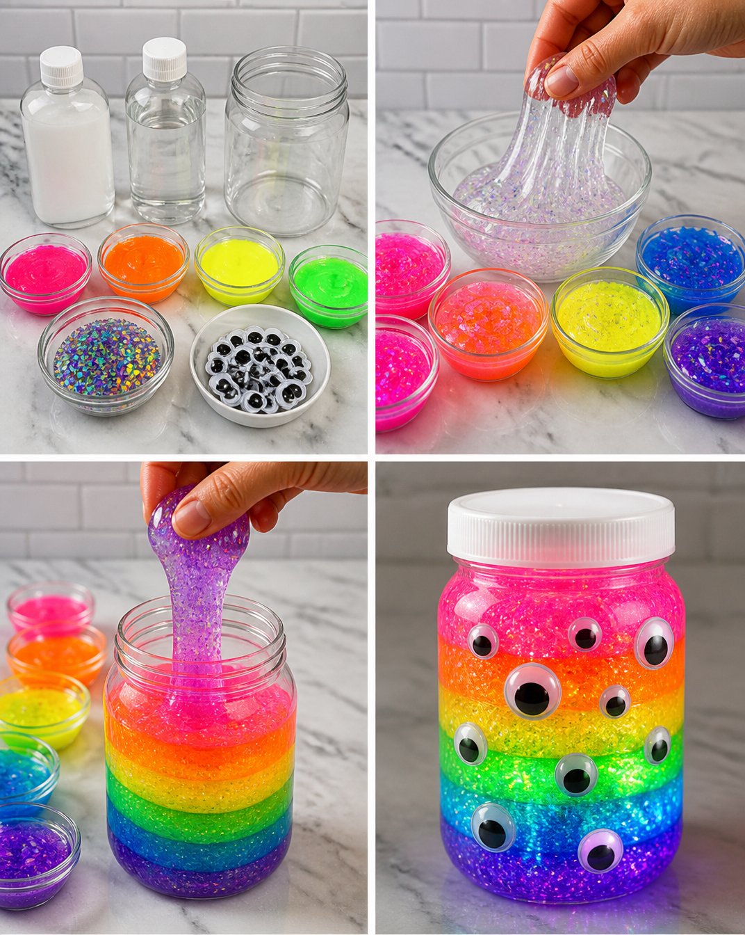 Rainbow Glow Slime Jar - Glowing Monster Slime Toy 23 Rainbow Glowing Monster Slime Jar
