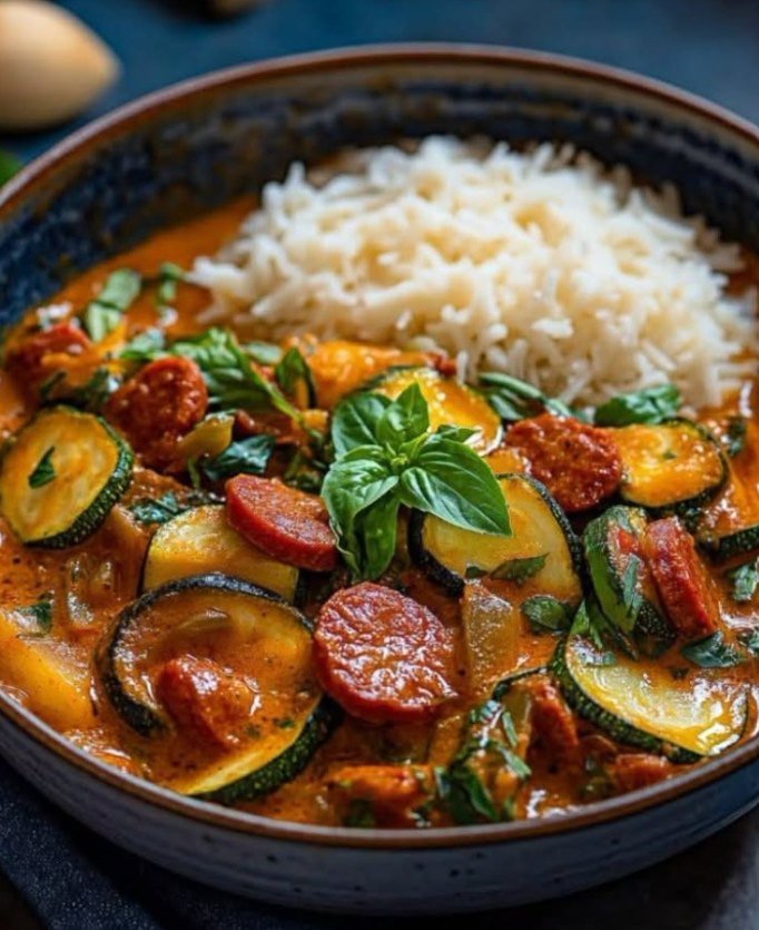 Curry de Courgettes au Chorizo et Lait de Coco
