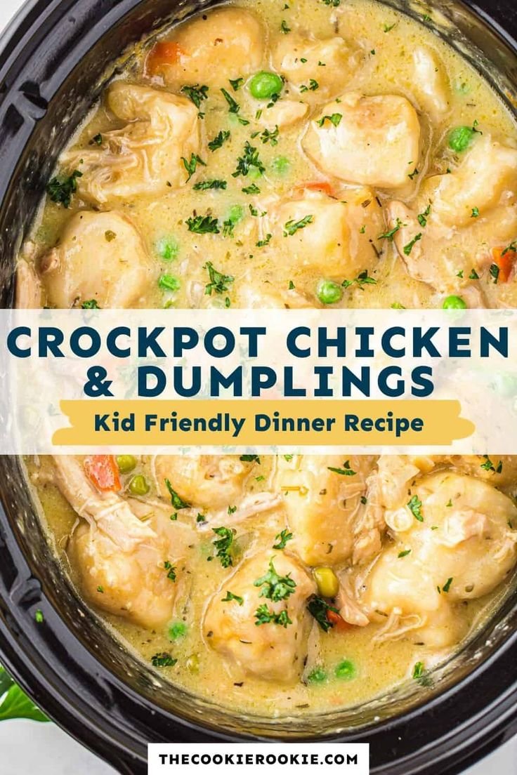 Easy Crockpot Chicken and Dumplings Recipe | Crockpot recipes chicken and dumplings, Crockpot meals chicken and dumplings, Easy crockpot chicken and dumplings with frozen dumplings