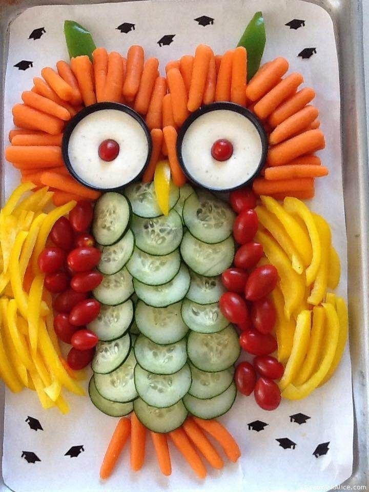 Delicious and Healthy Owl Veggie Plate | Veggie tray animal ideas, Owl veggie tray ideas, Vegetable owl