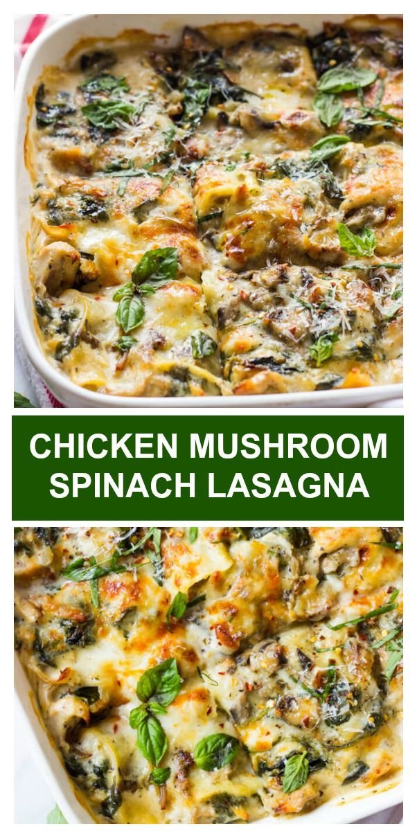 Chicken Spinach and Mushroom Lasagna - Little Broken