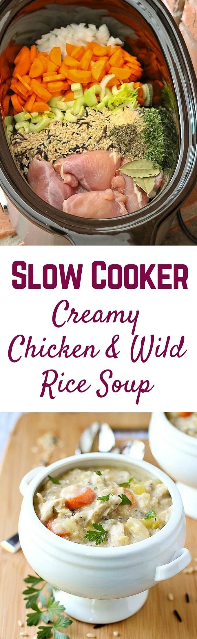 Cozy up with a Bowl of Creamy Chicken and Wild Rice Soup | Chicken wild rice soup recipe, Creamy chicken wild rice soup crock pot, Slow cooker chicken and rice