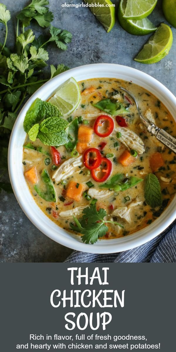 Thai Chicken Soup Recipe with Sweet Potatoes and Coconut Milk | Comfort food for cold days, Healthy chicken soup ideas, How to make thai chicken soup