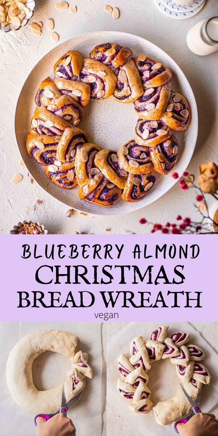 Blueberry and Almond Christmas Bread Wreath