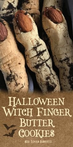 Halloween Witch Finger Butter Cookies Recipe | Halloween biscotti, Witch finger cookies recipe, Halloween desserts