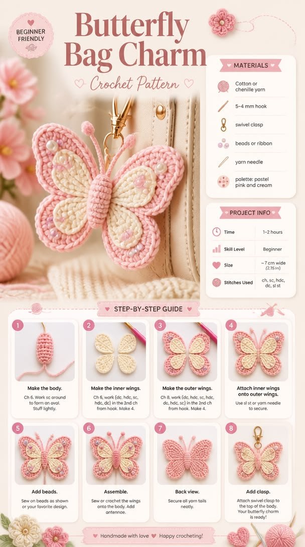 Create a delightful Butterfly Bag Charm