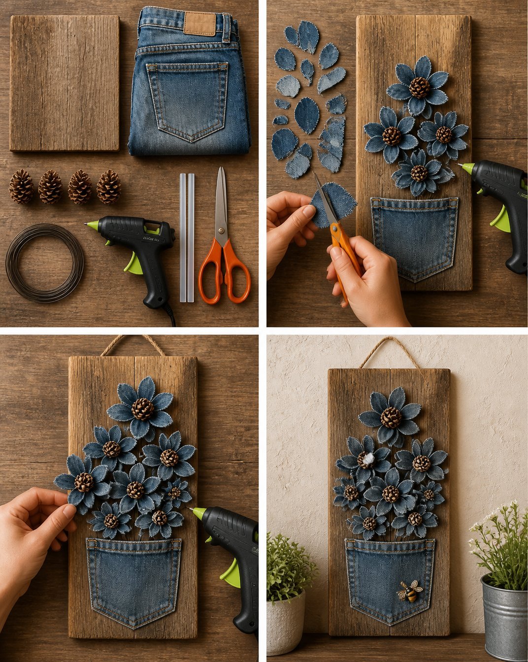 Upcycled Denim Bouquet How to Make 4 Upcycled Denim Bouquet