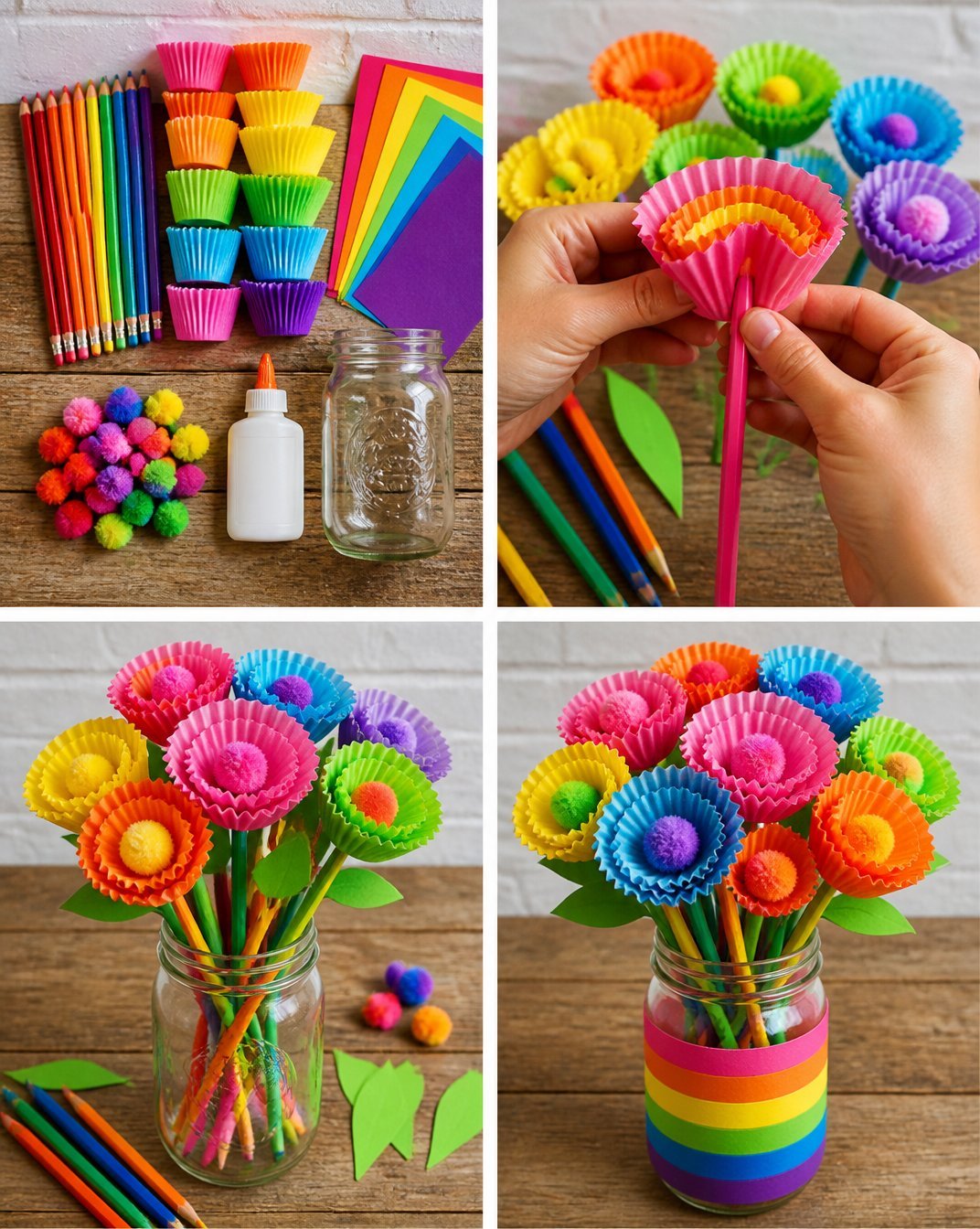 Rainbow Pencil Flower Bouquet for Back-to-School Decor 21 Colorful Rainbow Pencil Flower Bouquet for Back-to-School Decor