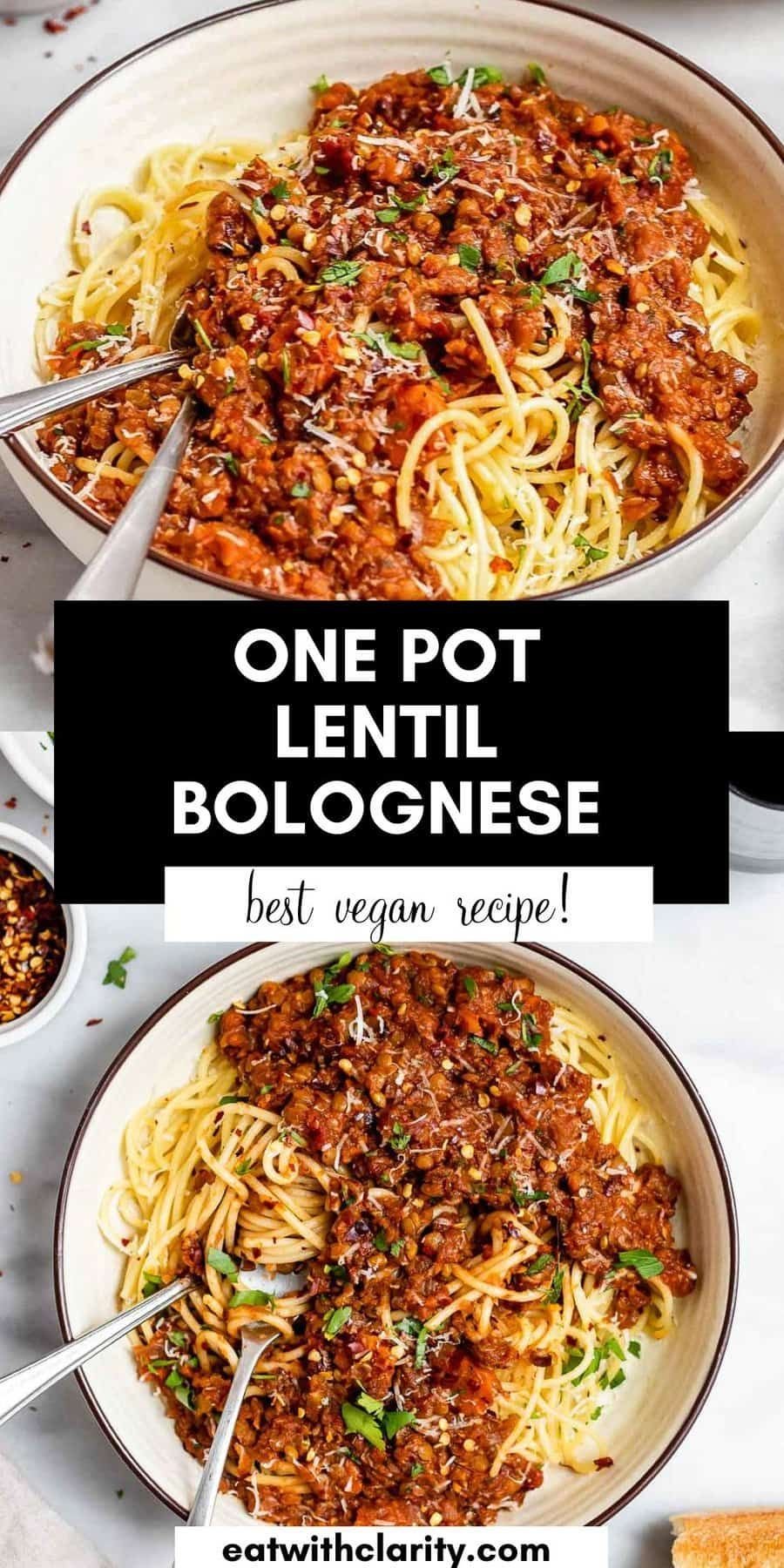 Easy One Pot Vegan Lentil Bolognese