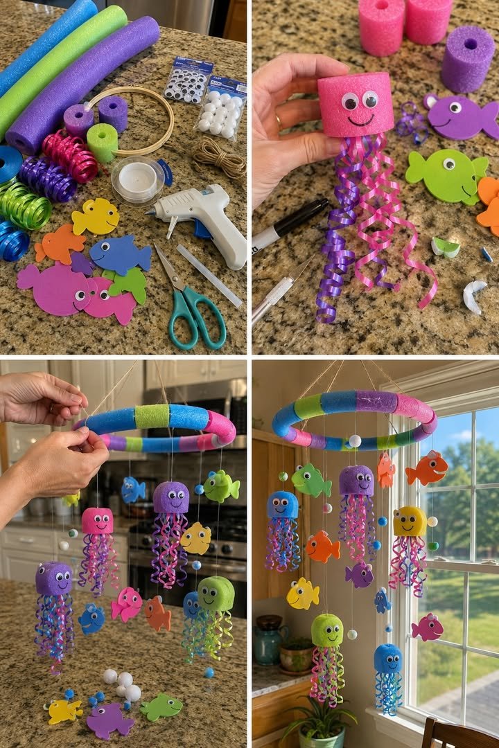 DIY Pool Noodle Ocean Mobile