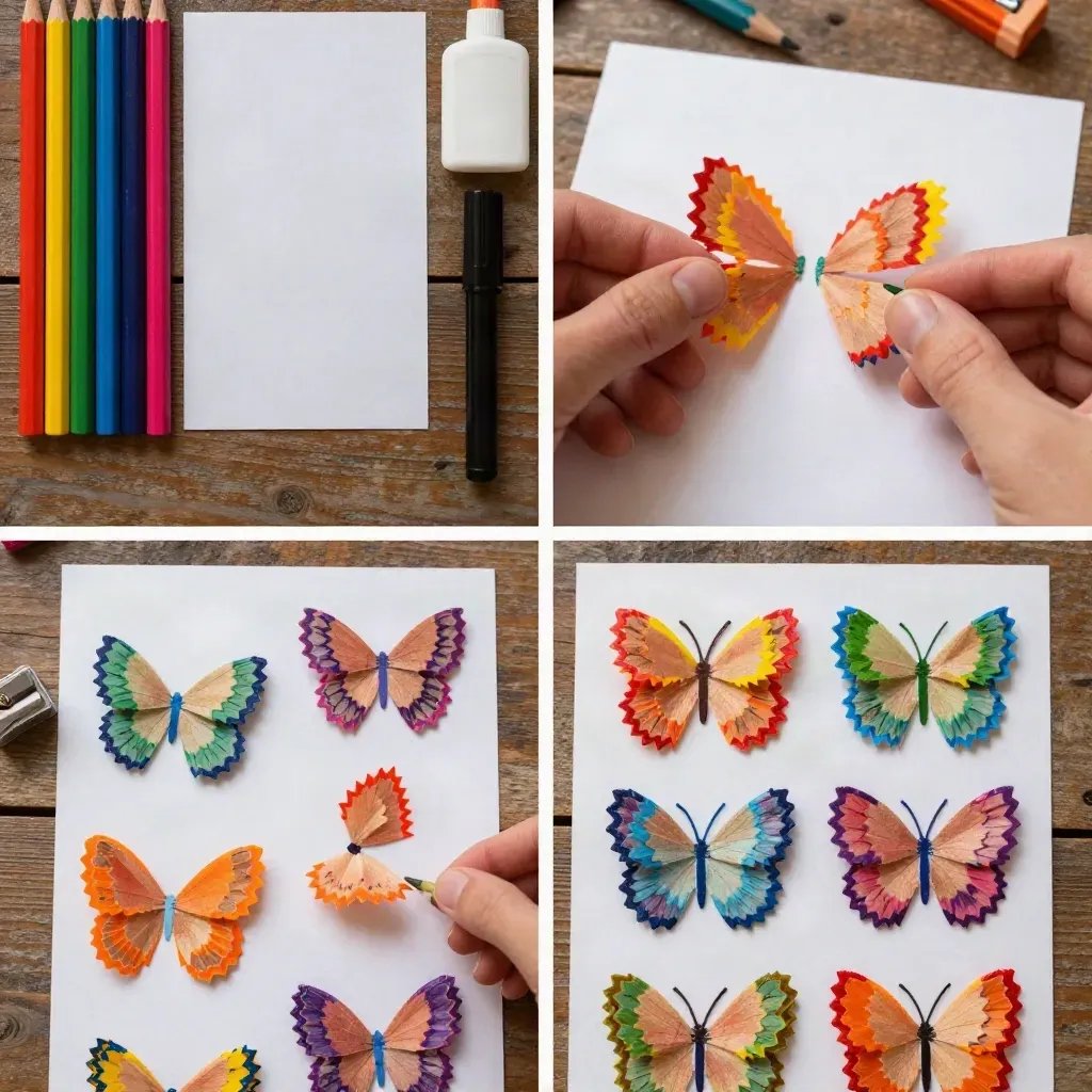 DIY Rainbow Pencil Shavings Butterfly Art Tutorial