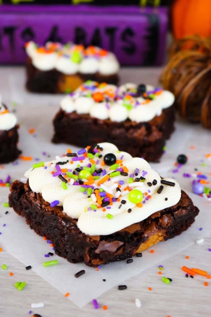 Frosted Halloween Monster Mash Brownies
