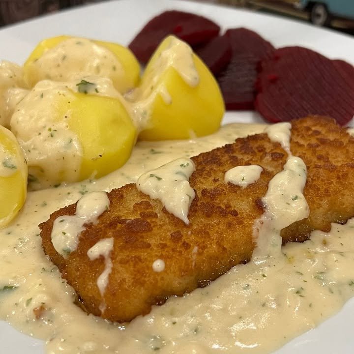 Backfisch in Senfsauce