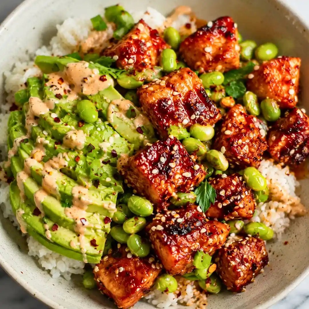 Honey Sriracha Salmon Bowls