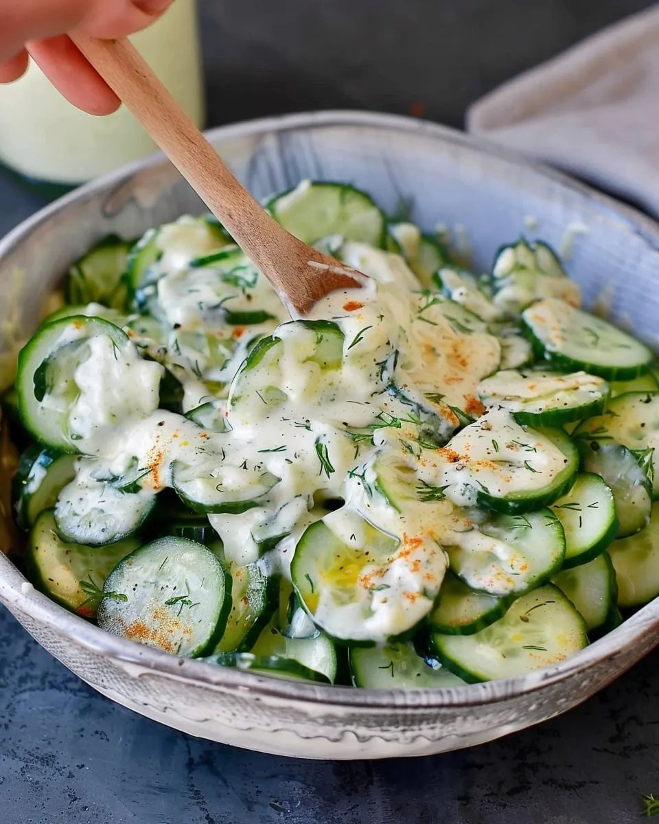 Paprika Gurken Salat mit Joghurt-Senf-Dressing