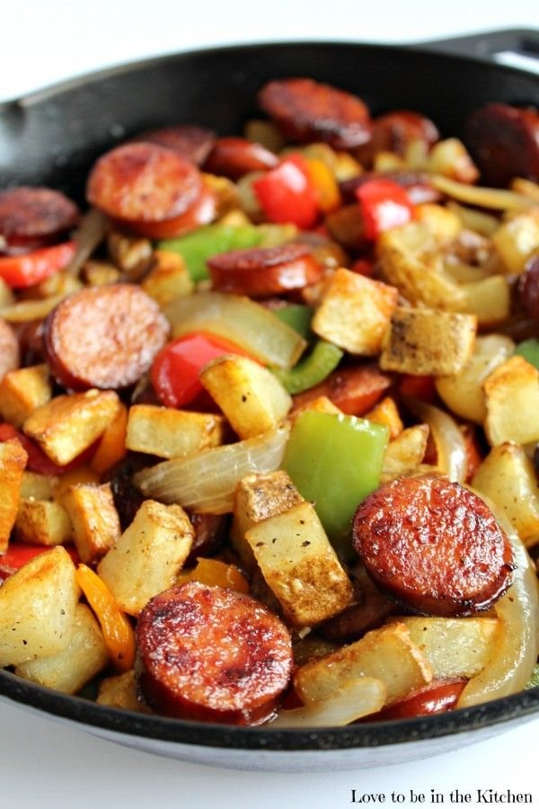 Top 5 Summer Pins - Love to be in the Kitchen | Dinner Ideas Recipes Families, Easy Skillet Smoked Sausage Recipes, Smoked Sausage and Potato Recipe