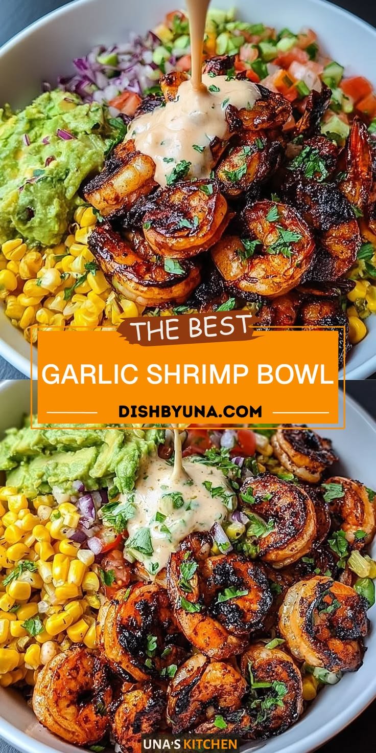 Grilled Shrimp Bowl with Creamy Garlic Sauce
