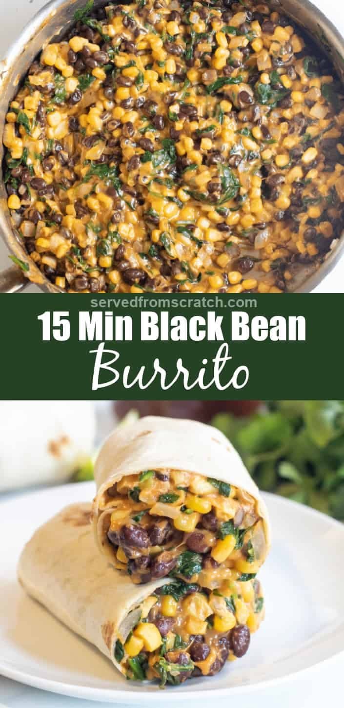 15 Minute Black Bean and Spinach Burrito