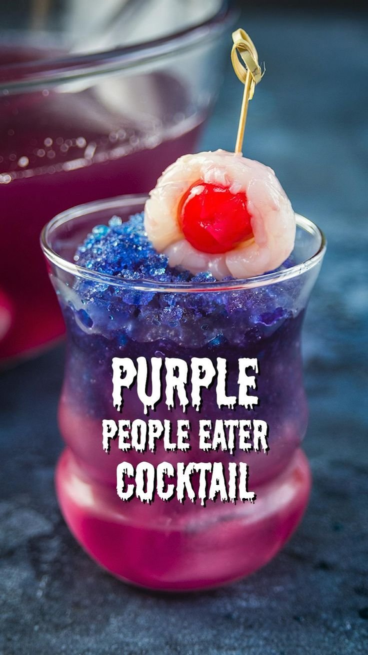 Purple People Eater colour changing Halloween cocktail