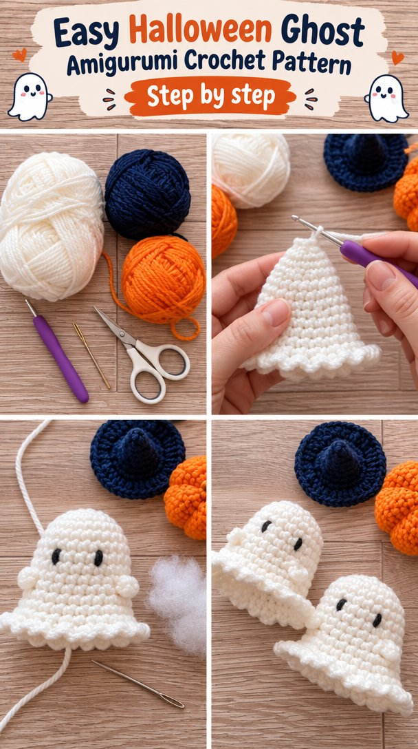 Easy Halloween Ghost Amigurumi Crochet Pattern
