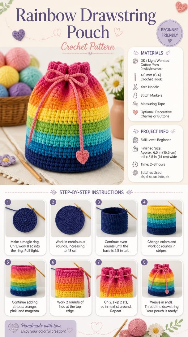 Rainbow Drawstring Pouch
