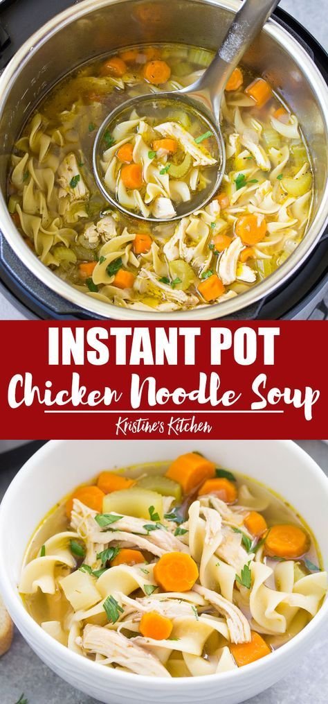 Instant Pot Chicken Noodle Soup - Easy and Healthy Recipe | Chicken noodle soup in instant pot, One-pot classic chicken noodle soup, Instant pot chicken and reames noodles
