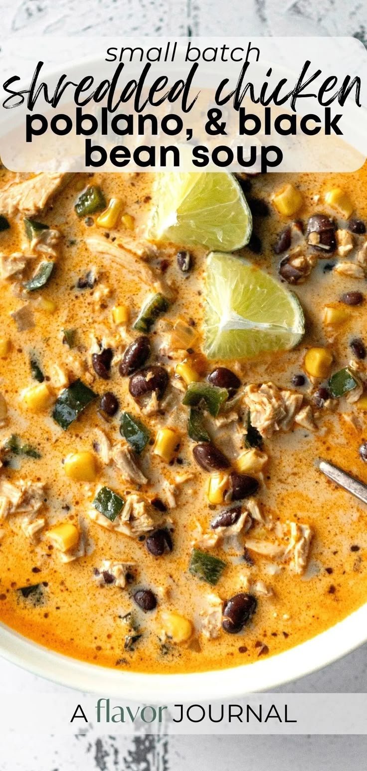 Easy Chicken, Poblano, and Black Bean Soup Recipe | Chicken and bean soup recipe, Dinner recipes using beans, Canned dinner recipes