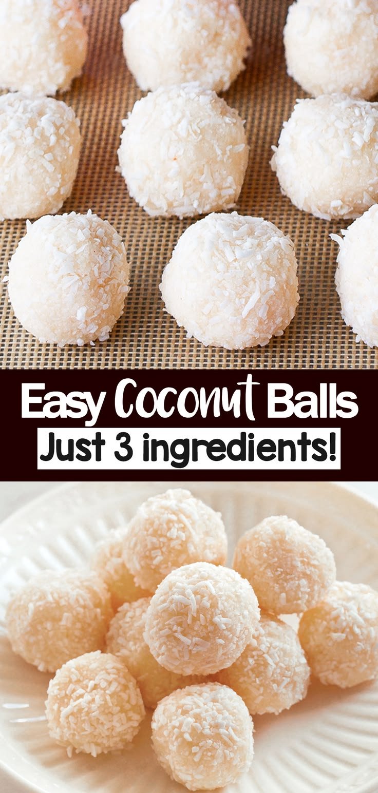 3 Ingredient Coconut Balls Recipe | Coconut balls recipe easy, Coconut desserts, Coconut snacks