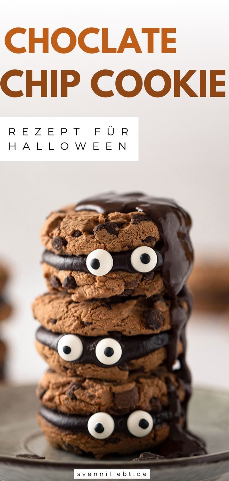 Halloween Kekse ohne Ausstecher: Gefüllte Chocolate Chip Cookies