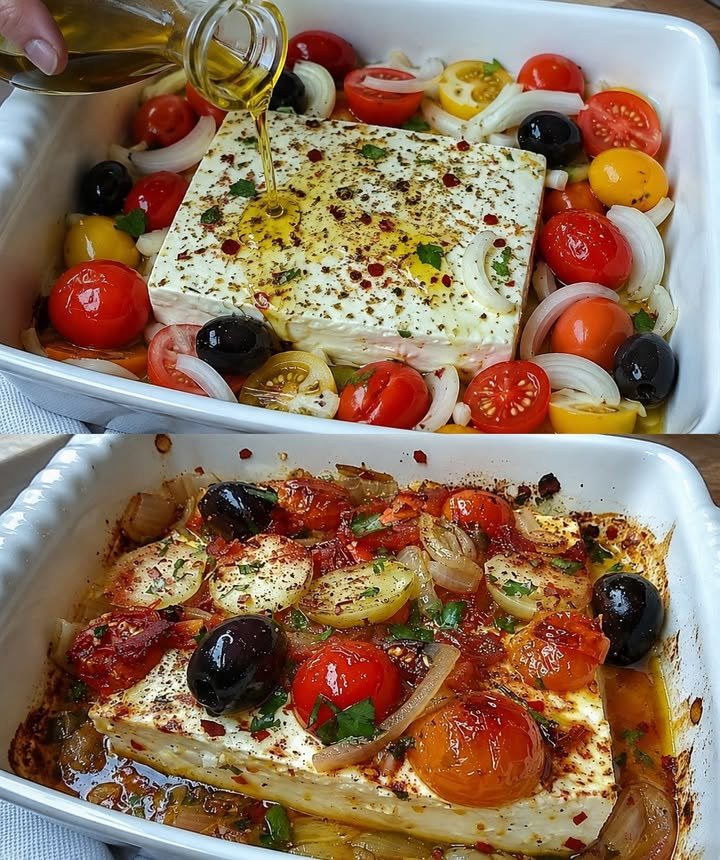 Gebackener Schafskäse mit Knoblauch und Tomaten