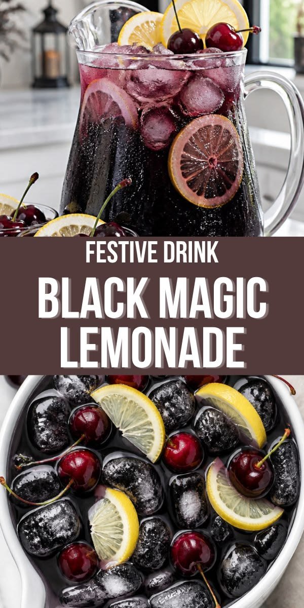 Spooky Black Magic Cherry Lemonade Halloween Mocktail Drink