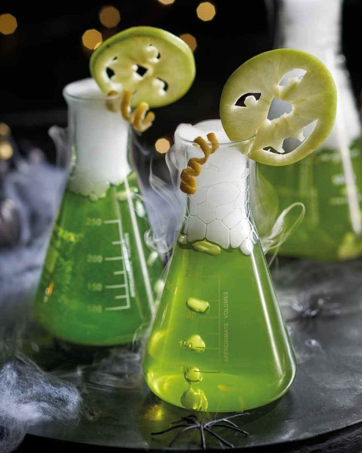 Poison Apple-tini Recipe for Halloween Party at ALDI UK | Science themed party decorations, Science lab decorations ideas, Science lab theme party