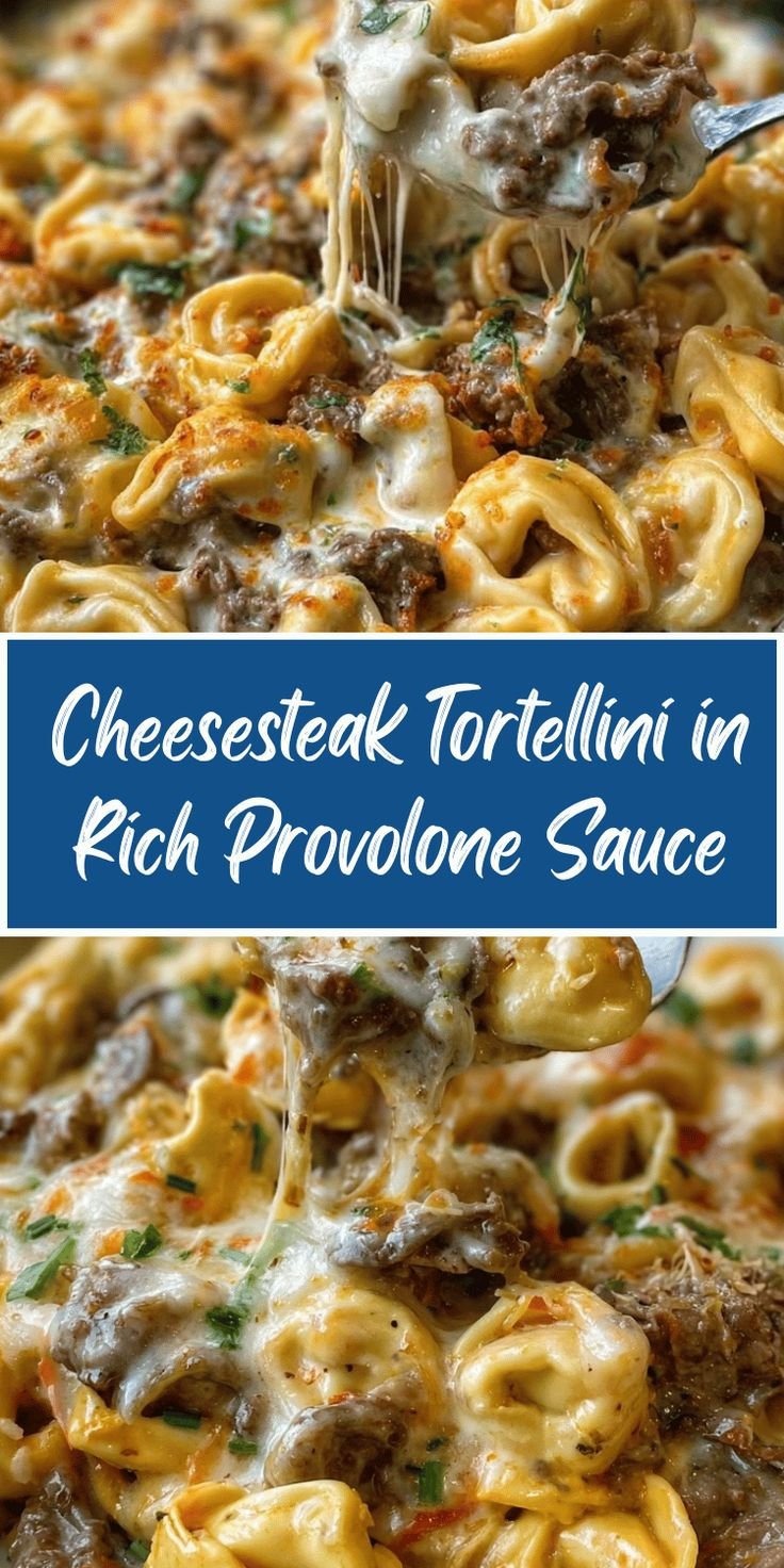 Cheesesteak Tortellini in Rich Provolone Sauce