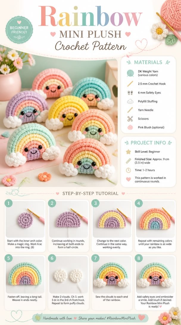 Create your own adorable rainbow mini plush