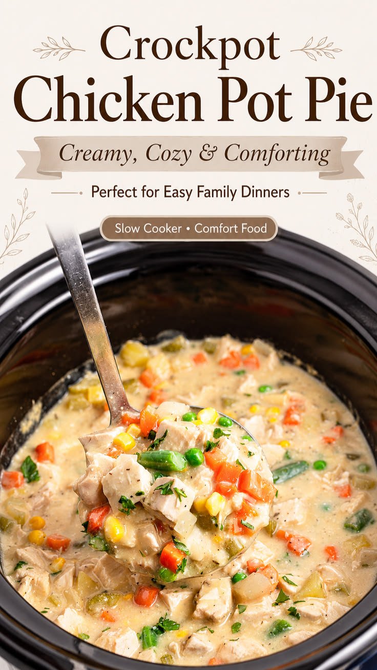 Crockpot Chicken Pot Pie for Busy Weeknights – Easy Dump and Go Dinner