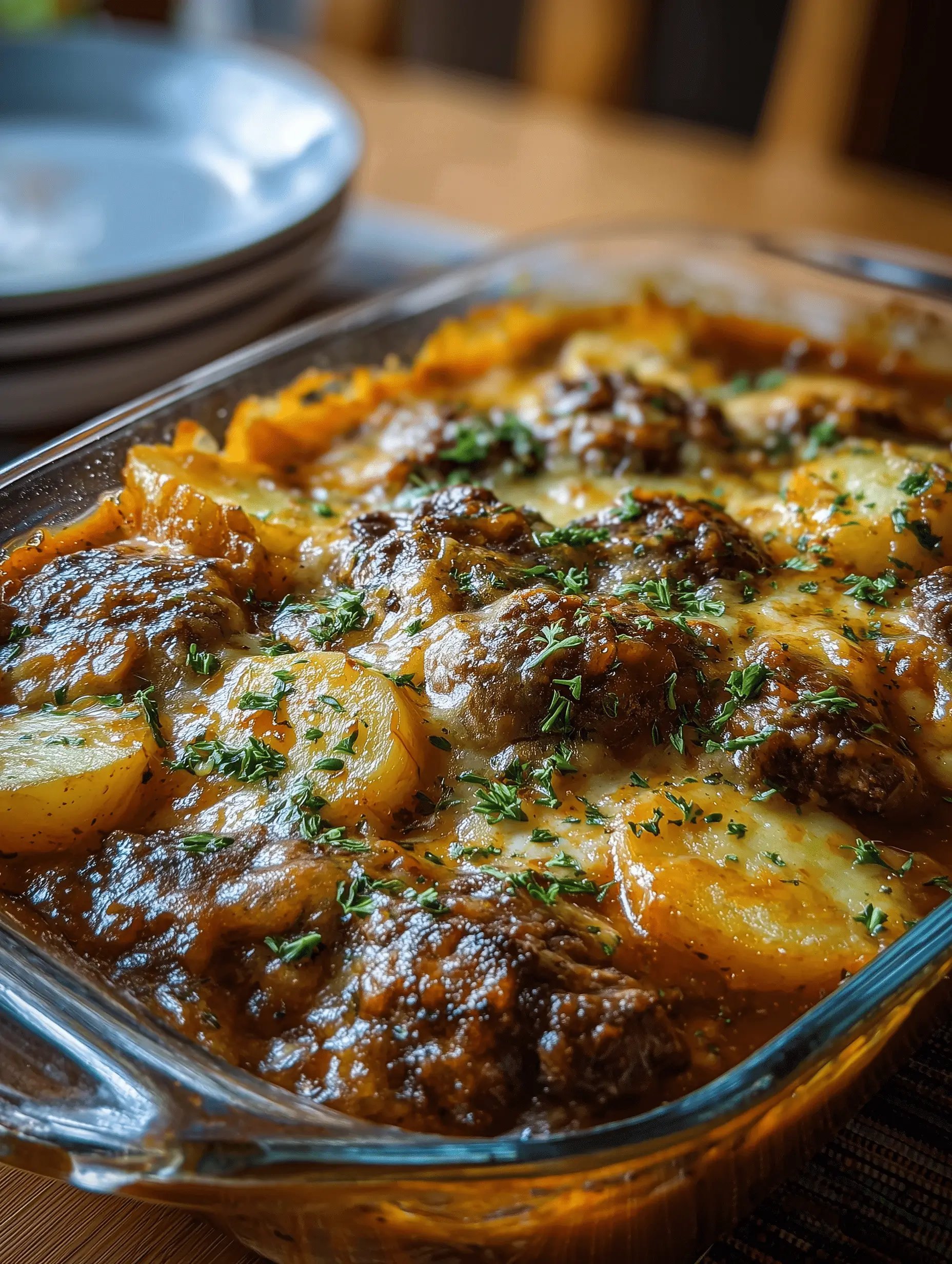 Easy Amish Hamburger Steak Bake with Potatoes and Gravy