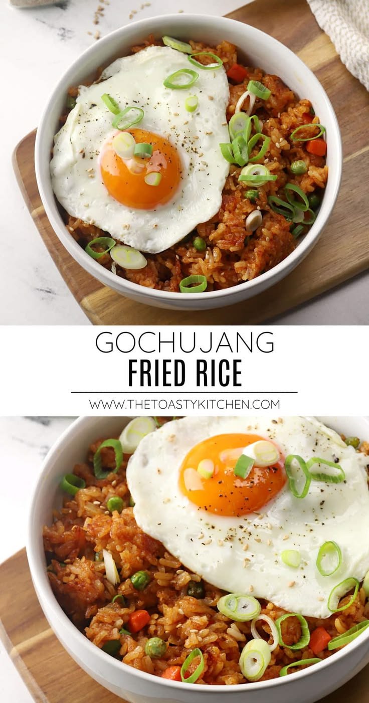 Cooking rice dishes | Gochujang egg fried rice, Fried egg recipes dinners, Asian recipes