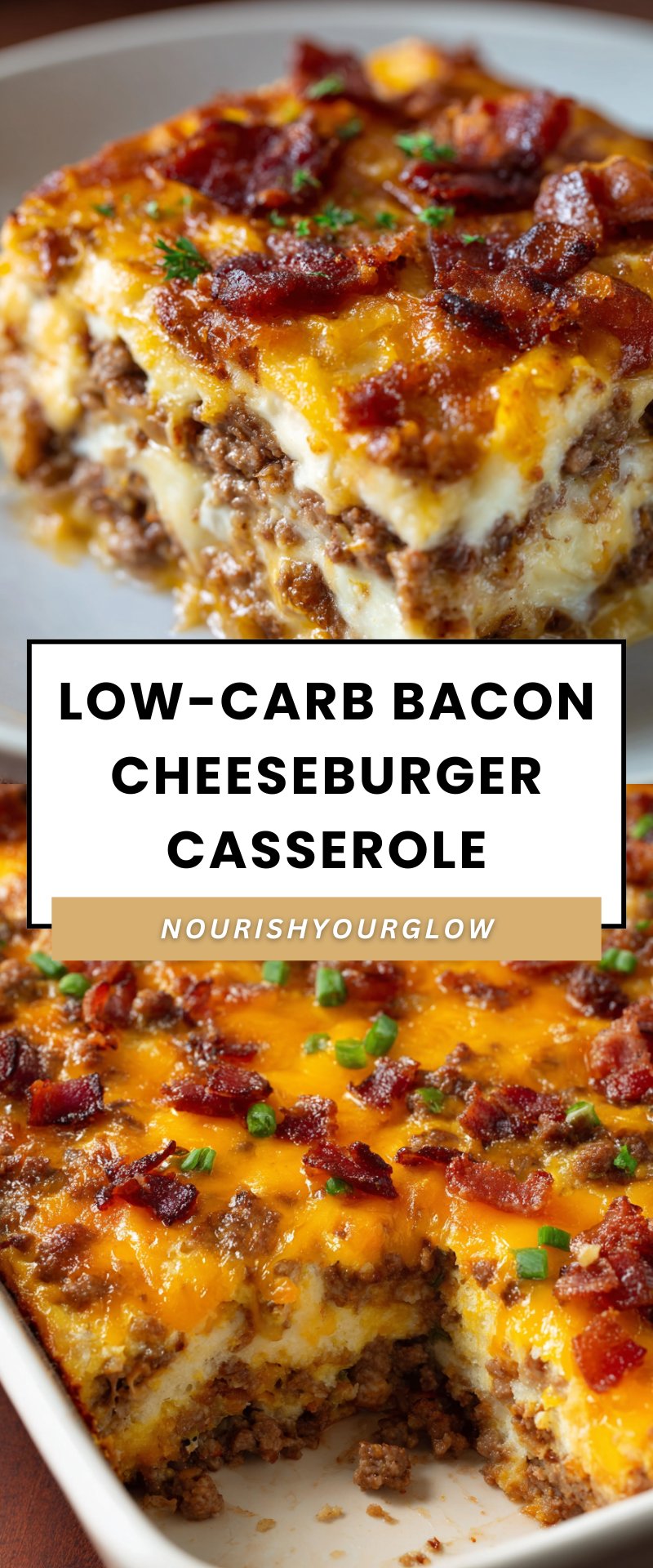 Low-Carb Bacon Cheeseburger Casserole | Low Carb, Low Calorie Hamburger Dinner, Low Carb Dinner with Hamburger, Easy Low Fat Dinner Meals