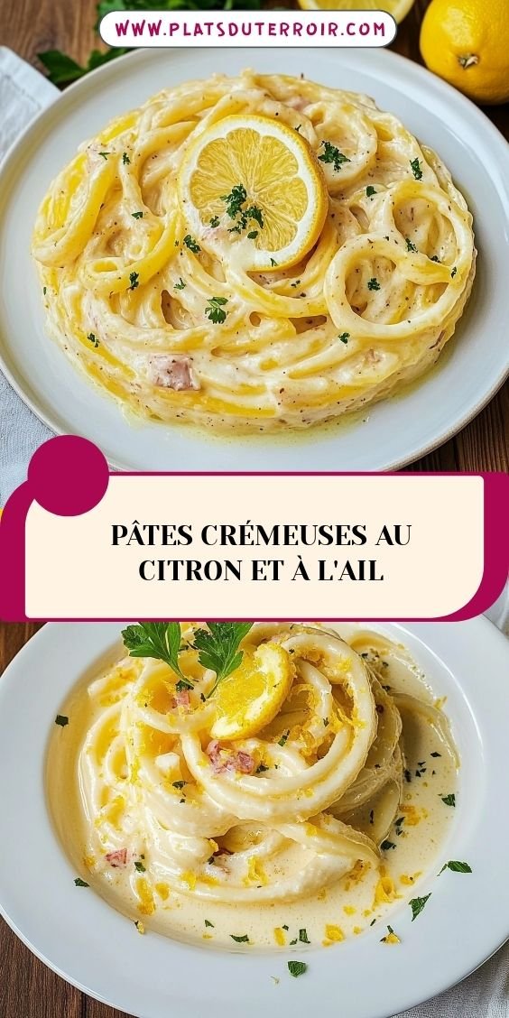 Pâtes crémeuses au citron et à l'ail