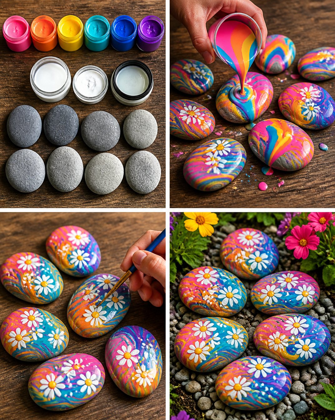 Colorful Flower Garden Decor with Rainbow Painted Rocks 21 Rainbow Painted Rocks for a Colorful Flower Garden