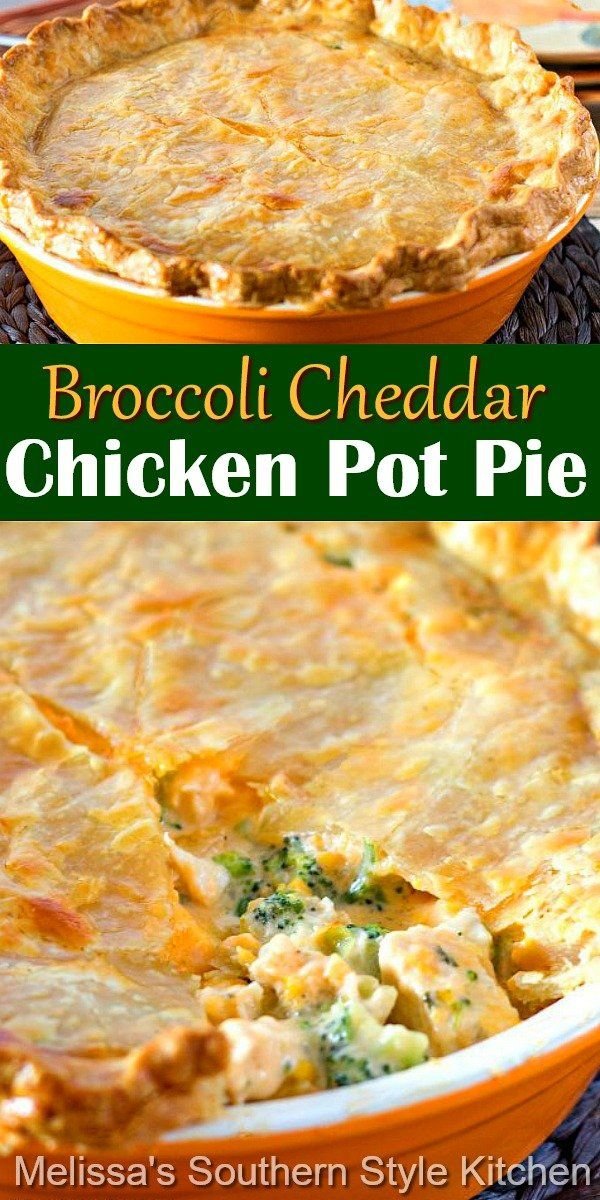 Cheesy Broccoli Cheddar Chicken Pot Pie Recipe | Chicken and broccoli pot pie, Broccoli and cheese pot pie, Chicken pot pie recipes