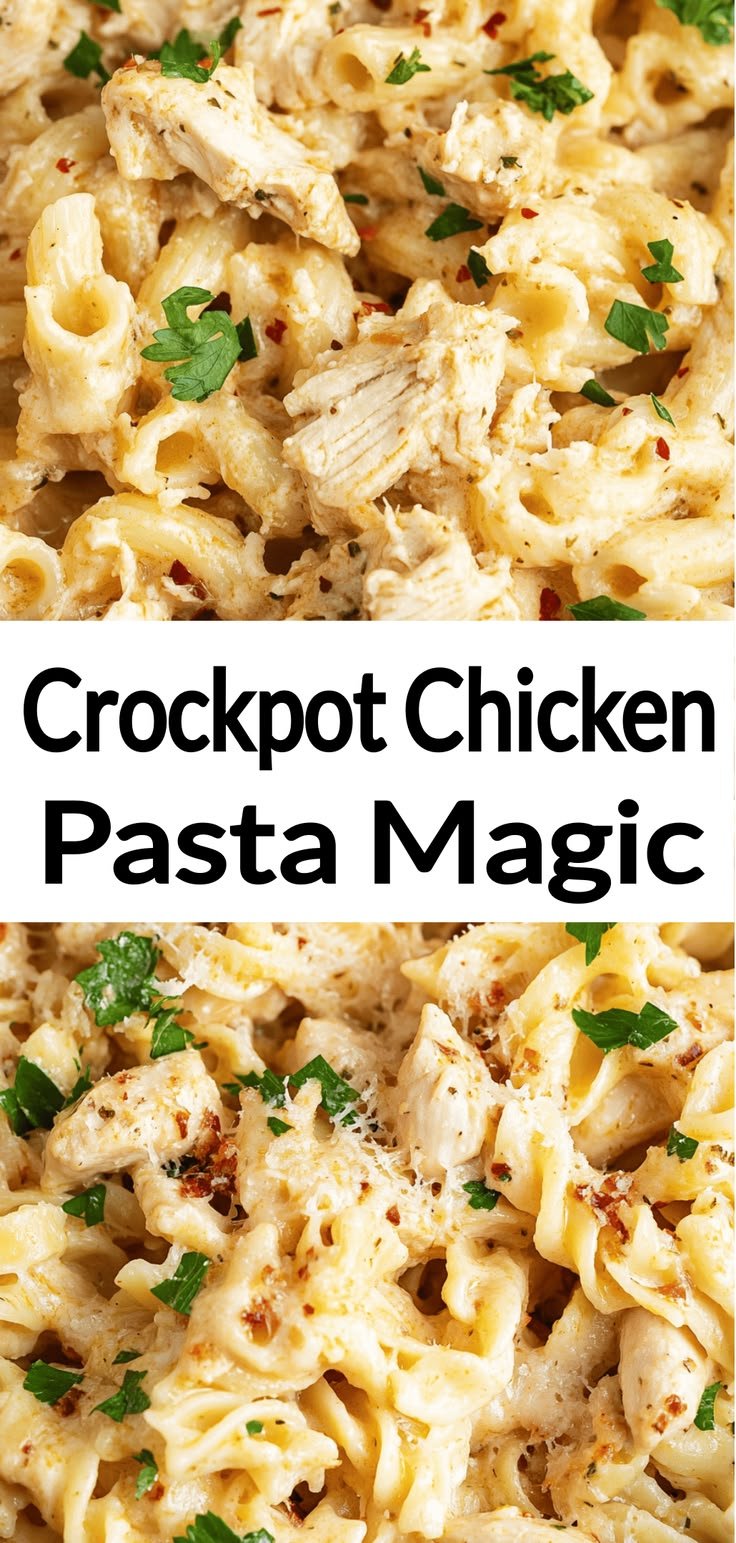 Crockpot Garlic Parmesan Chicken Pasta Recipe