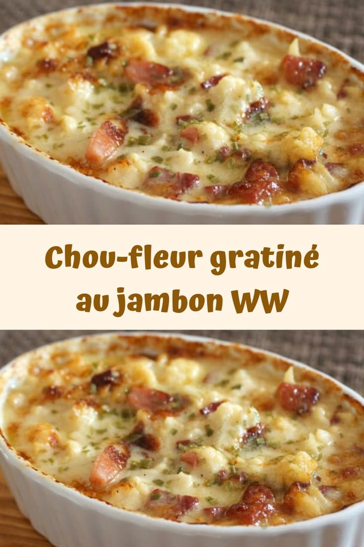Gratin de chou-fleur au jambon à la crème fraîche