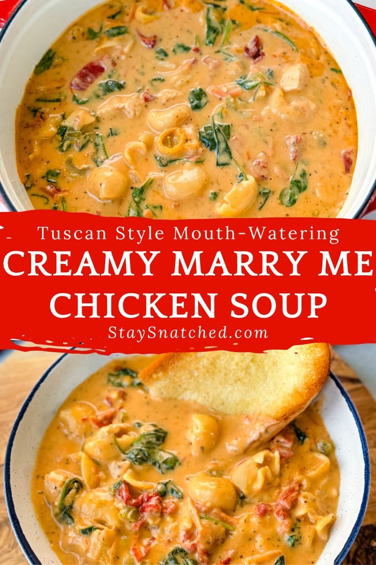 Get ready to fall in love with this Marry Me Tuscan Chicken Soup recipe! This comforting dish brings together tender chi… | Fall soup recipes, Soup dinner, Smitten kitchen
